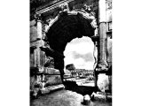 A view of Rome`s Colosseum through the Arch of Titus. This Arch of Victory was erected by the emperor Domitian (81-96) in honour of his brother Titus` conquest of Jerusalem in A.D. 70.